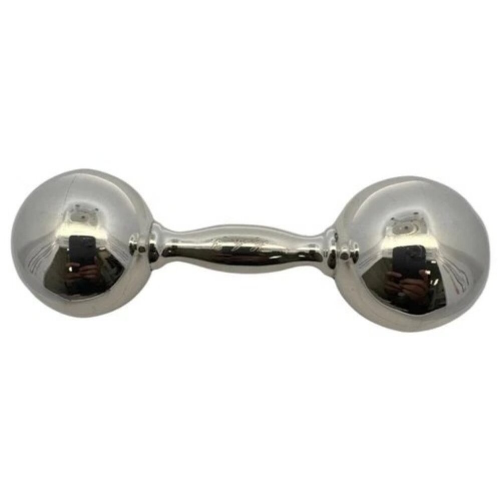 Vintage Tiffany & Company Sterling Silver Barbell Baby Rattle 4.4" Mono